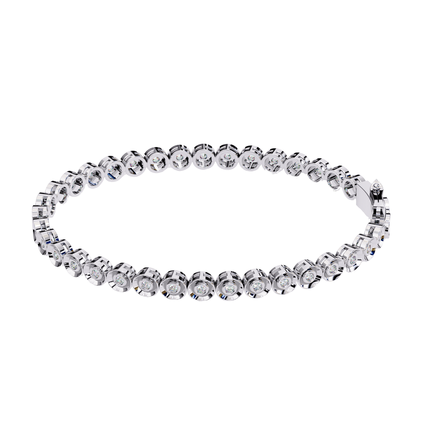 3.0 CTW Round Cut Lab Grown Diamond Bezel Gold Bracelet