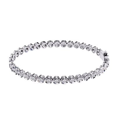 3.0 CTW Round Cut Lab Grown Diamond Bezel Gold Bracelet