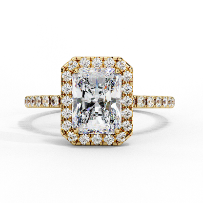 3.18 Ct Radiant Cut Lab Grown Diamond Halo Engagement Ring