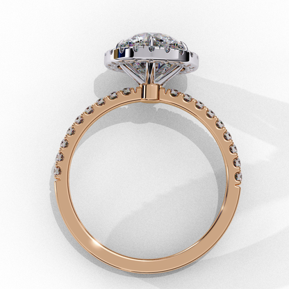 2.65 Ct Round Cut Lab Grown Diamond Halo Gold Engagement Ring