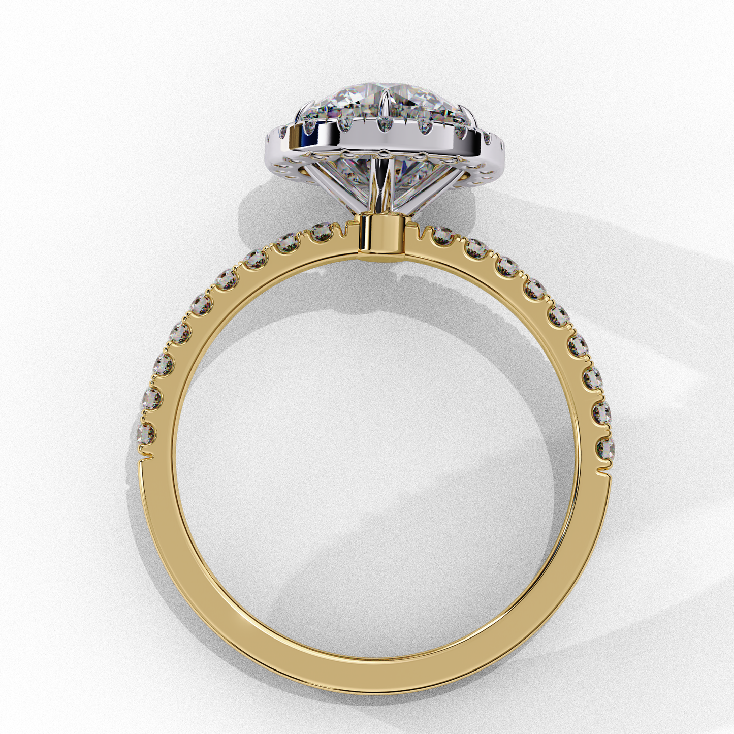 2.65 Ct Round Cut Lab Grown Diamond Halo Gold Engagement Ring