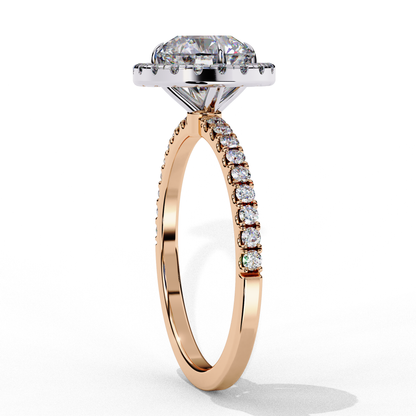 2.65 Ct Round Cut Lab Grown Diamond Halo Gold Engagement Ring