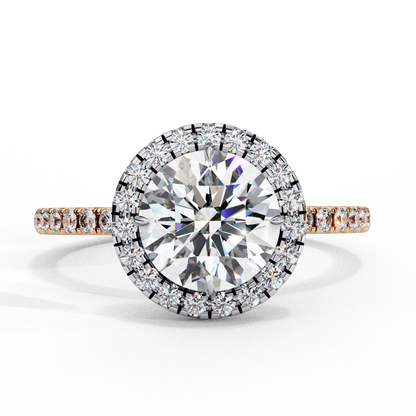 2.65 Ct Round Cut Lab Grown Diamond Halo Gold Engagement Ring