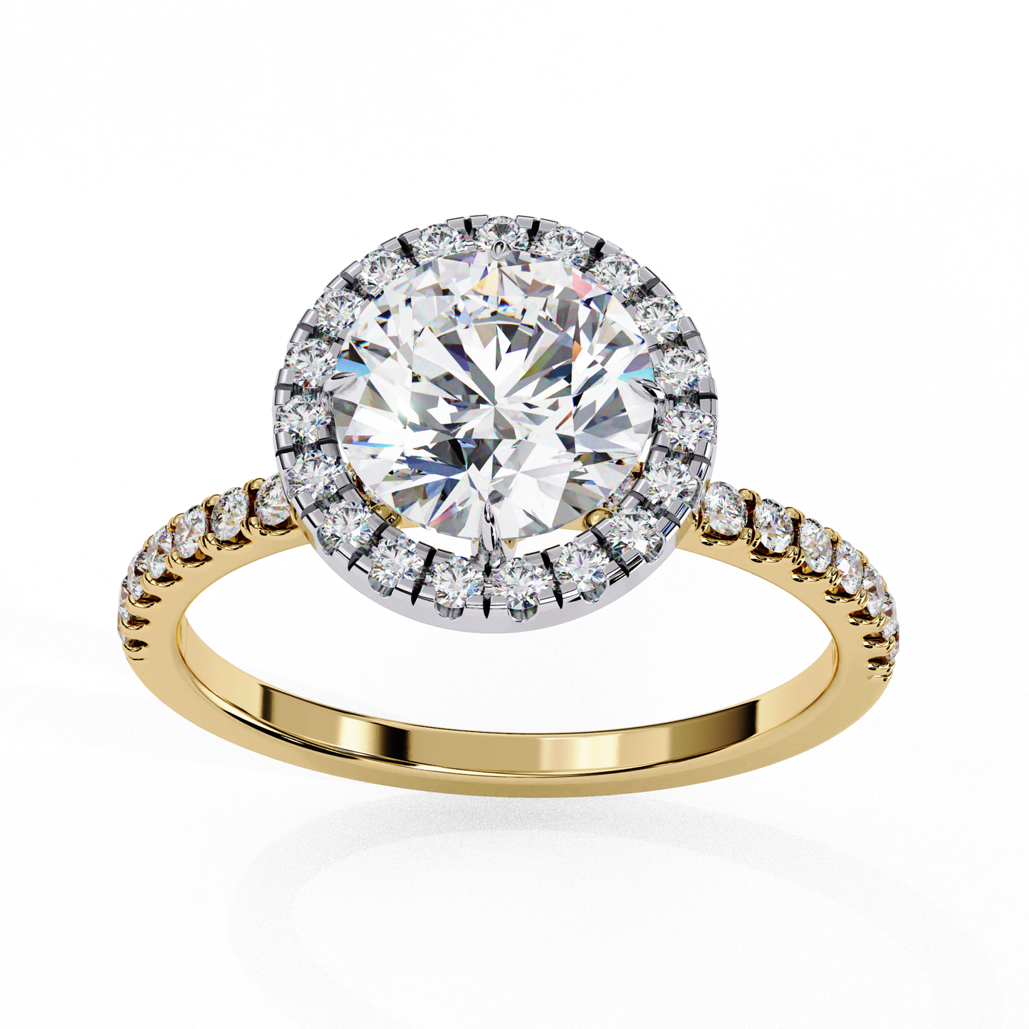 2.65 Ct Round Cut Lab Grown Diamond Halo Gold Engagement Ring