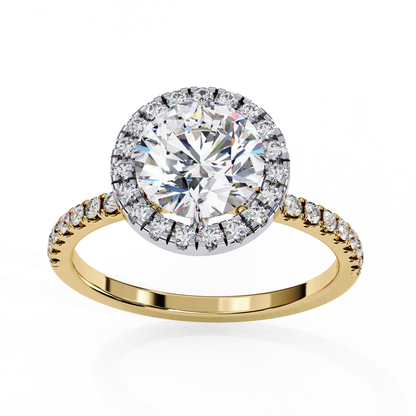 2.65 Ct Round Cut Lab Grown Diamond Halo Gold Engagement Ring