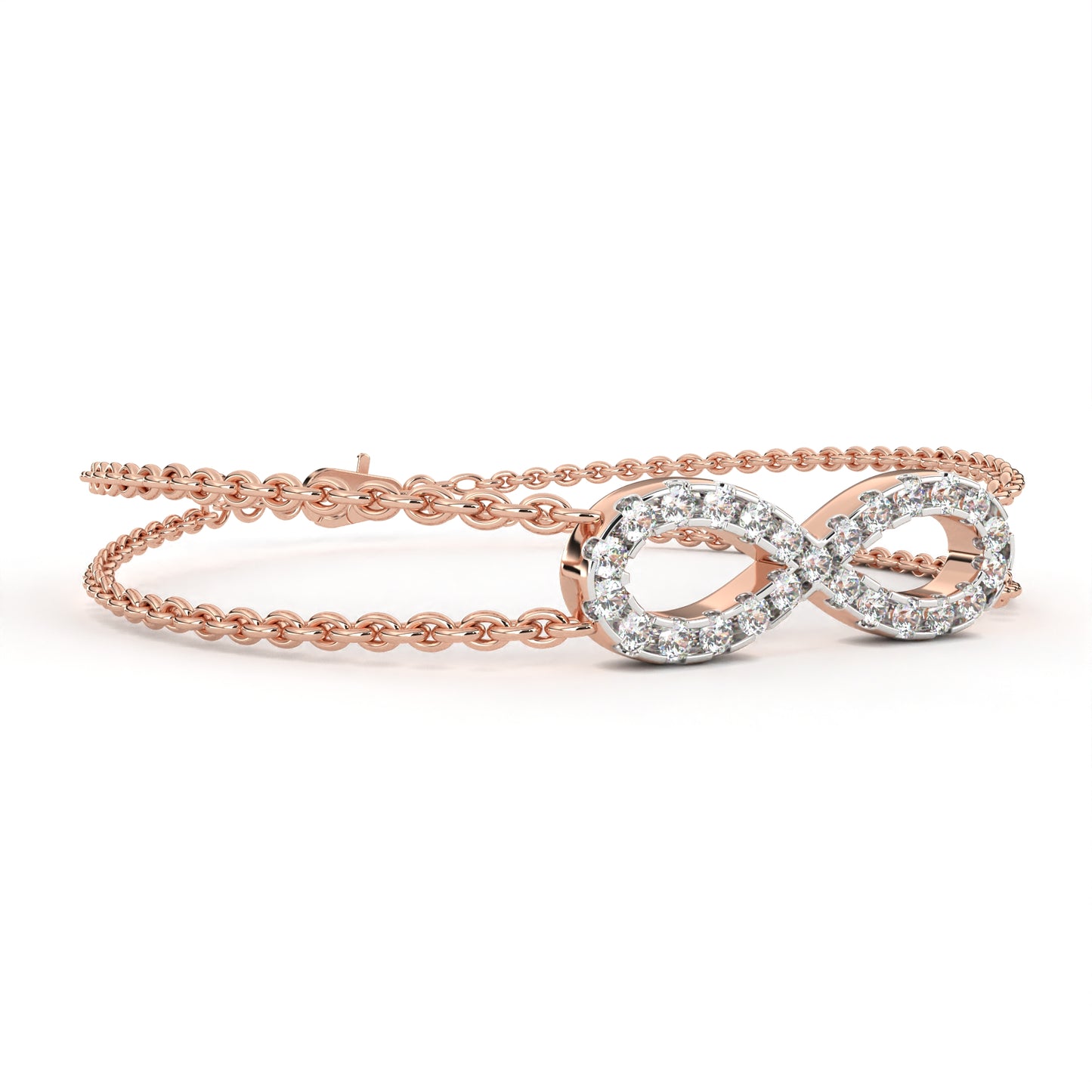 0.45 CTW Round Cut Lab Grown Diamond Infinity Double Chain Bracelet