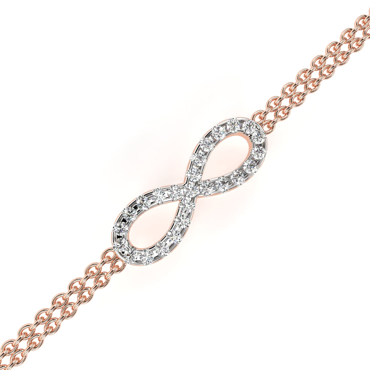 0.45 CTW Round Cut Lab Grown Diamond Infinity Double Chain Bracelet