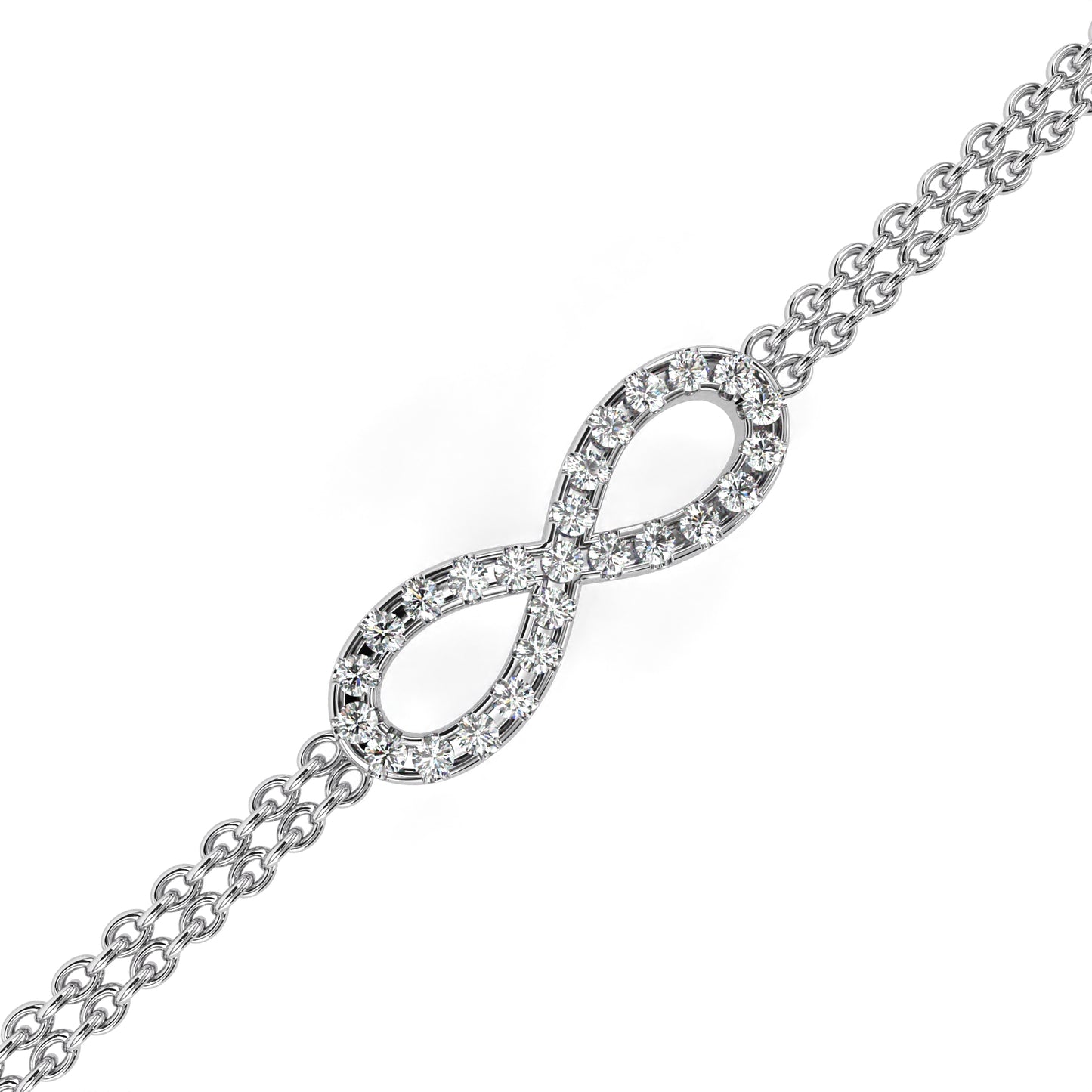 0.45 CTW Round Cut Lab Grown Diamond Infinity Double Chain Bracelet