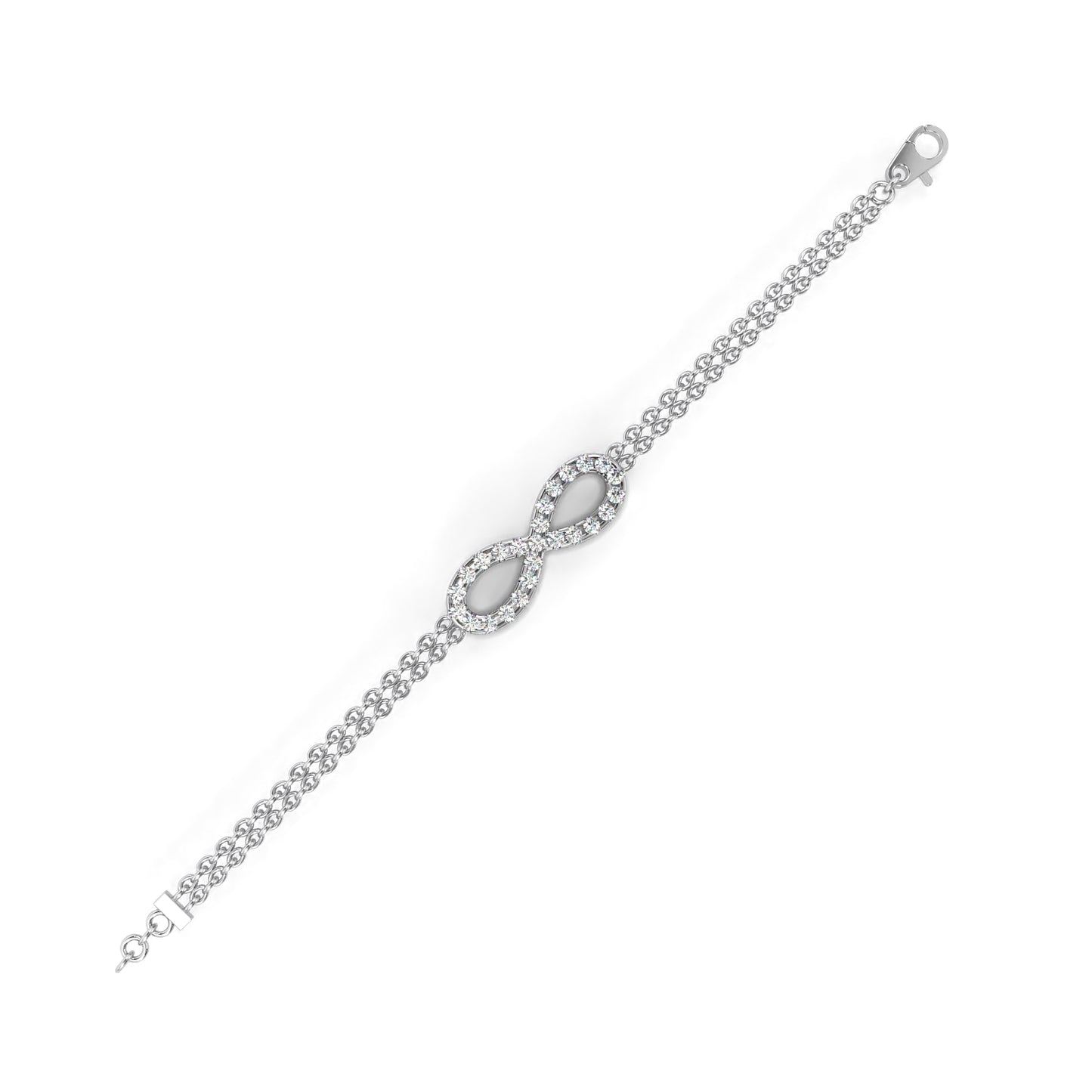 0.45 CTW Round Cut Lab Grown Diamond Infinity Double Chain Bracelet