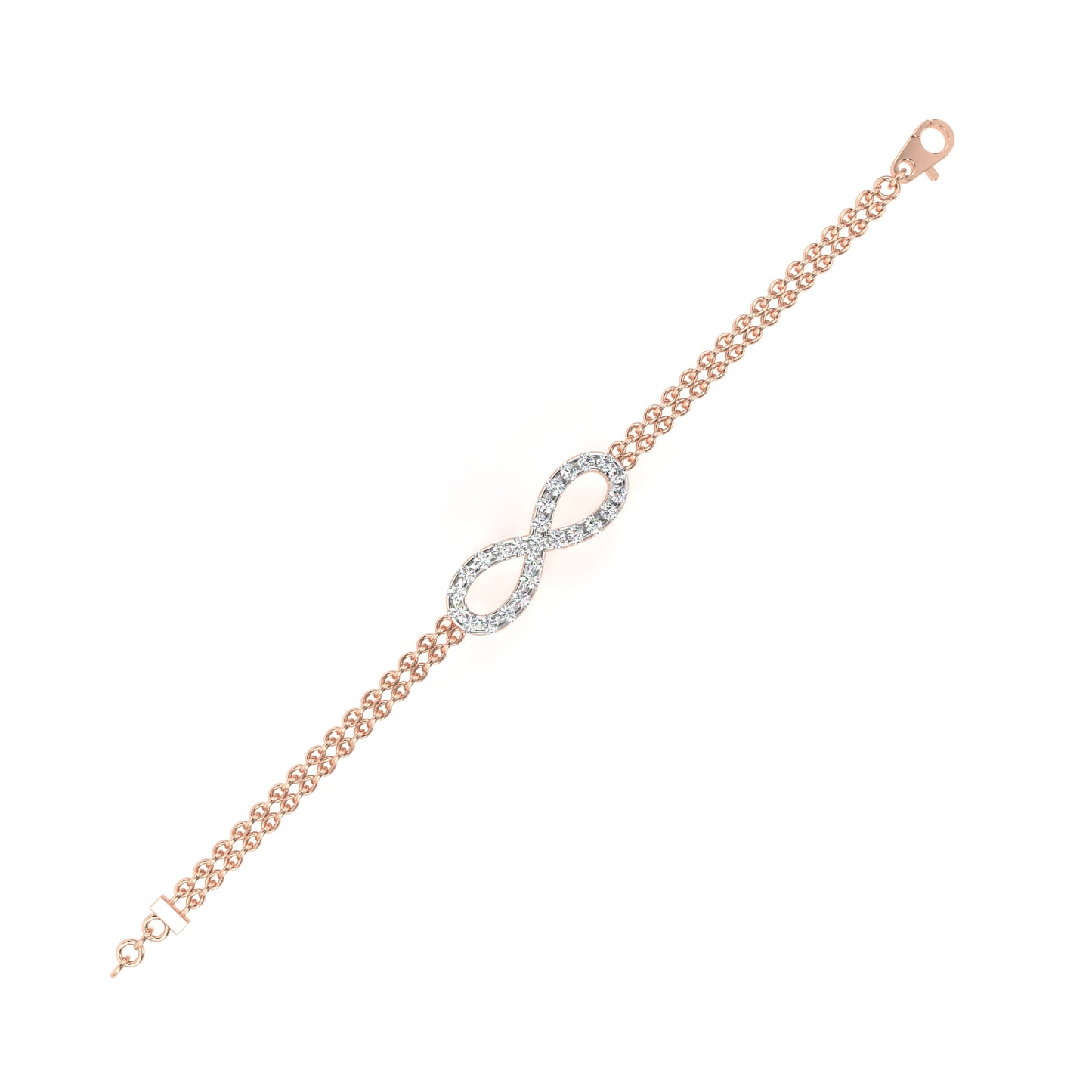 0.45 CTW Round Cut Lab Grown Diamond Infinity Double Chain Bracelet