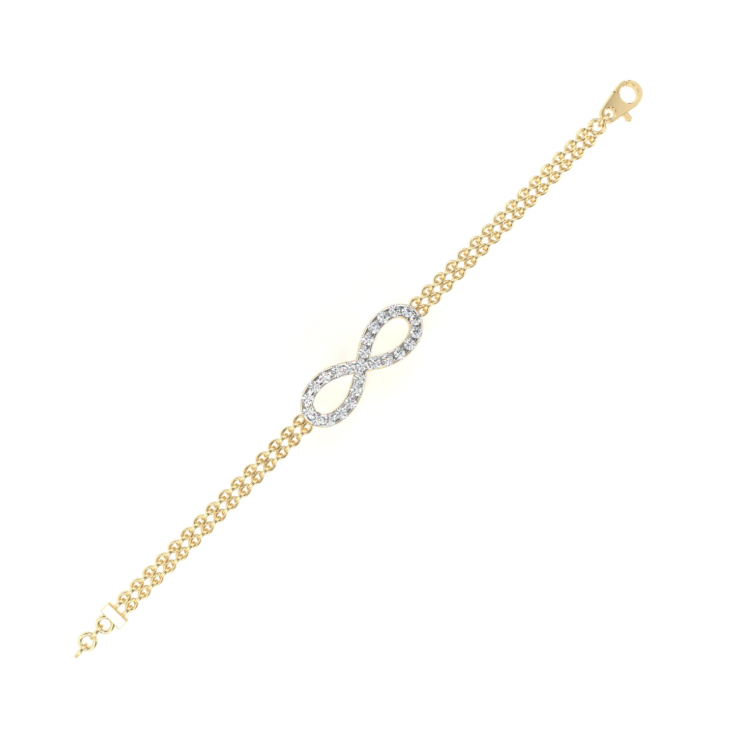 0.45 CTW Round Cut Lab Grown Diamond Infinity Double Chain Bracelet