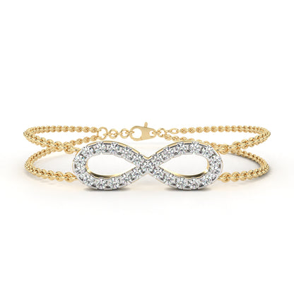 0.45 CTW Round Cut Lab Grown Diamond Infinity Double Chain Bracelet