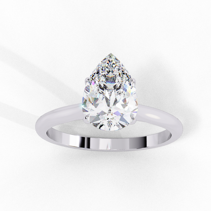 1.5 Ct Pear Cut F-VS1 Lab Grown Diamond Cathedral Engagement Ring