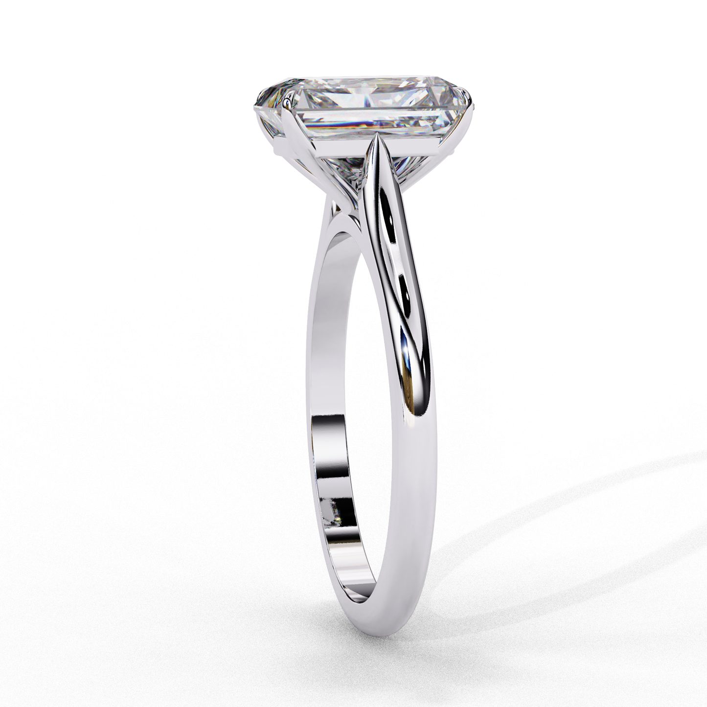 3.0 Ct Emerald Cut F-VS Lab Grown Diamond Solitaire Engagement Ring