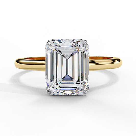 3.0 Ct Emerald Cut F-VS Lab Grown Diamond Solitaire Engagement Ring