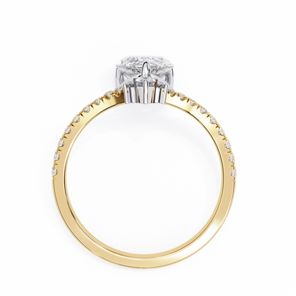 2.0 Ct Pear Cut Lab Grown Diamond Gold Ring