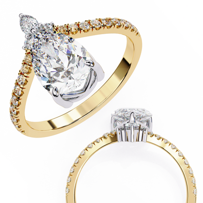 2.0 Ct Pear Cut Lab Grown Diamond Gold Ring