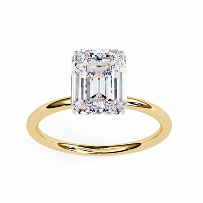 3.5 Ct Emerald Cut Lab Grown Diamond Solitaire Gold Engagement Ring