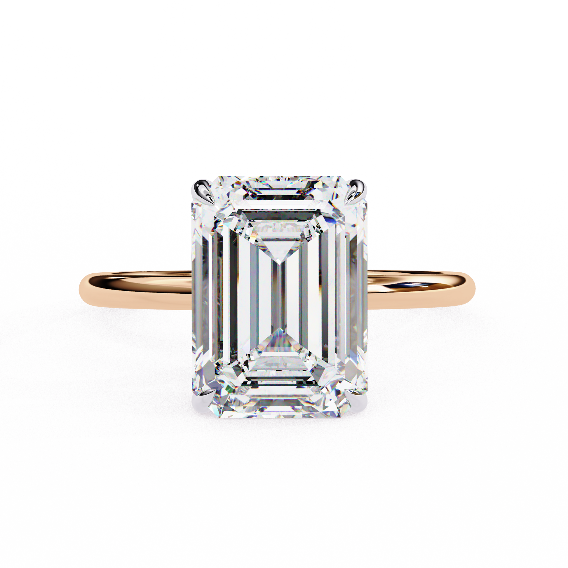 3.5 Ct Emerald Cut Lab Grown Diamond Solitaire Gold Engagement Ring