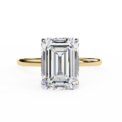 3.5 Ct Emerald Cut Lab Grown Diamond Solitaire Gold Engagement Ring