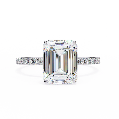 2.6 Ct Emerald Cut Lab Grown Diamond Hidden Halo Rose Gold Engagement Ring