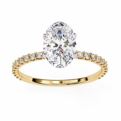 2.72 Ct Oval Cut Lab Grown Diamond Hidden Halo White Gold Engagement Ring