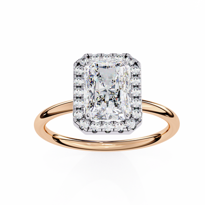 2.55 Ct Radiant Cut Lab Grown Diamond Halo White Gold Engagement Ring