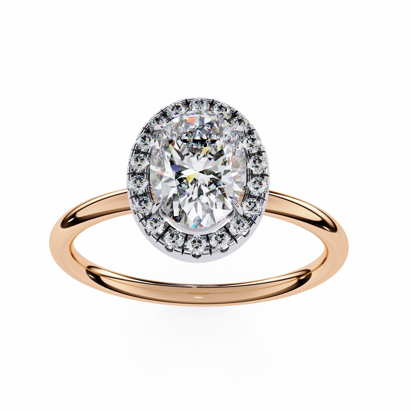 2.28 Ct Oval Cut Lab Grown Diamond Halo Yellow Gold Engagement Ring