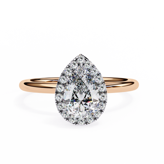 1.82 Ct Pear Cut Lab Grown Diamond Halo Rose Gold Engagement Ring