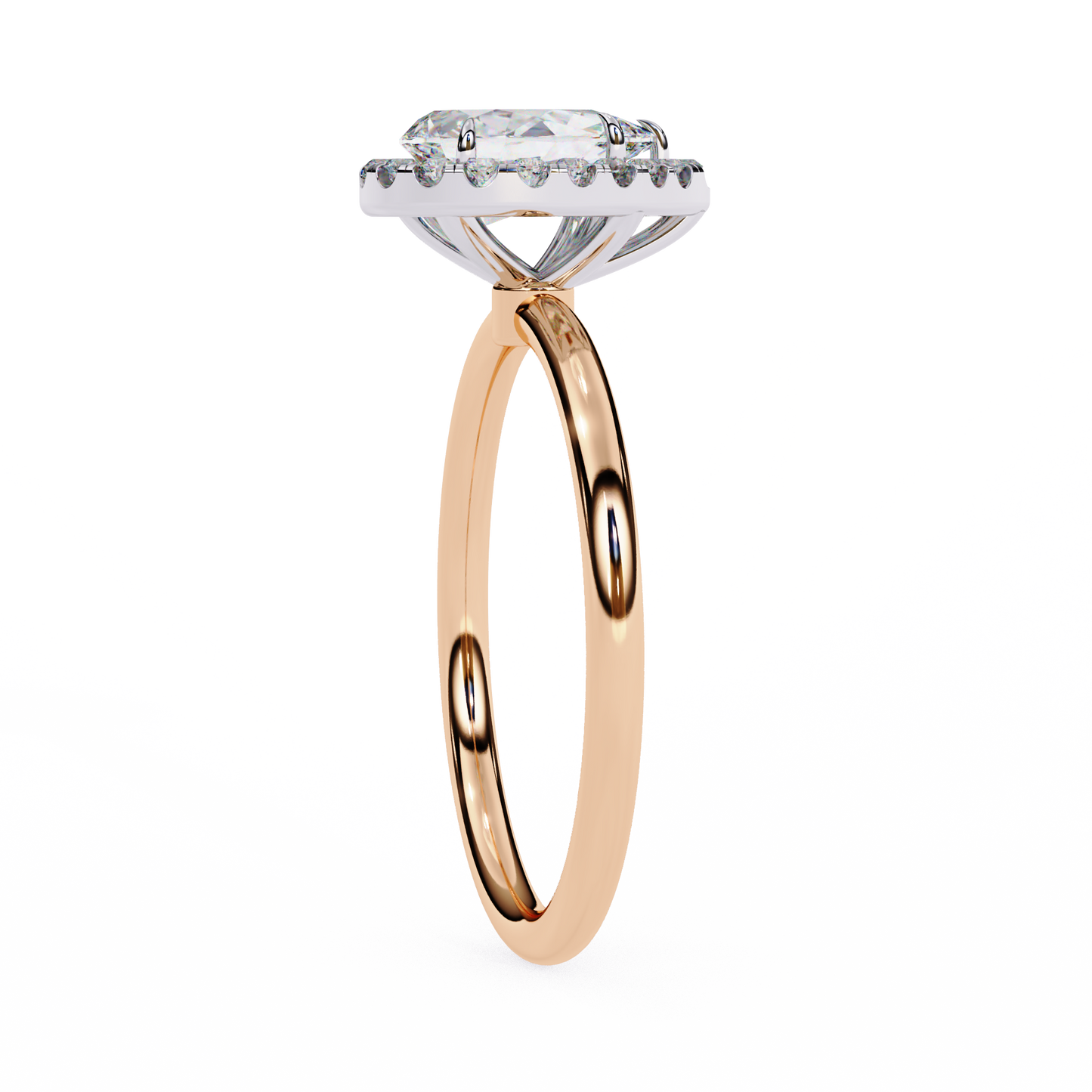 1.82 Ct Pear Cut Lab Grown Diamond Halo Rose Gold Engagement Ring