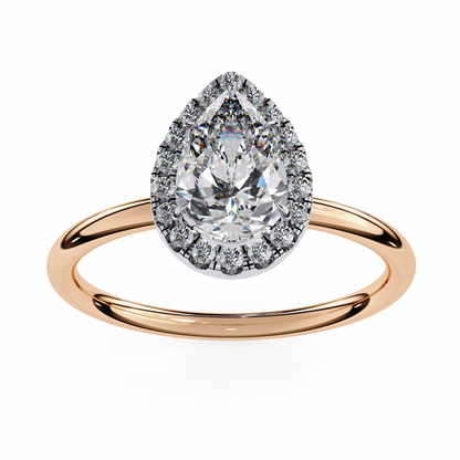 1.82 Ct Pear Cut Lab Grown Diamond Halo Rose Gold Engagement Ring