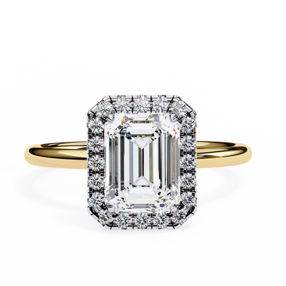 2.4 Ct Emerald Cut Lab Grown Diamond Halo White Gold Engagement Ring