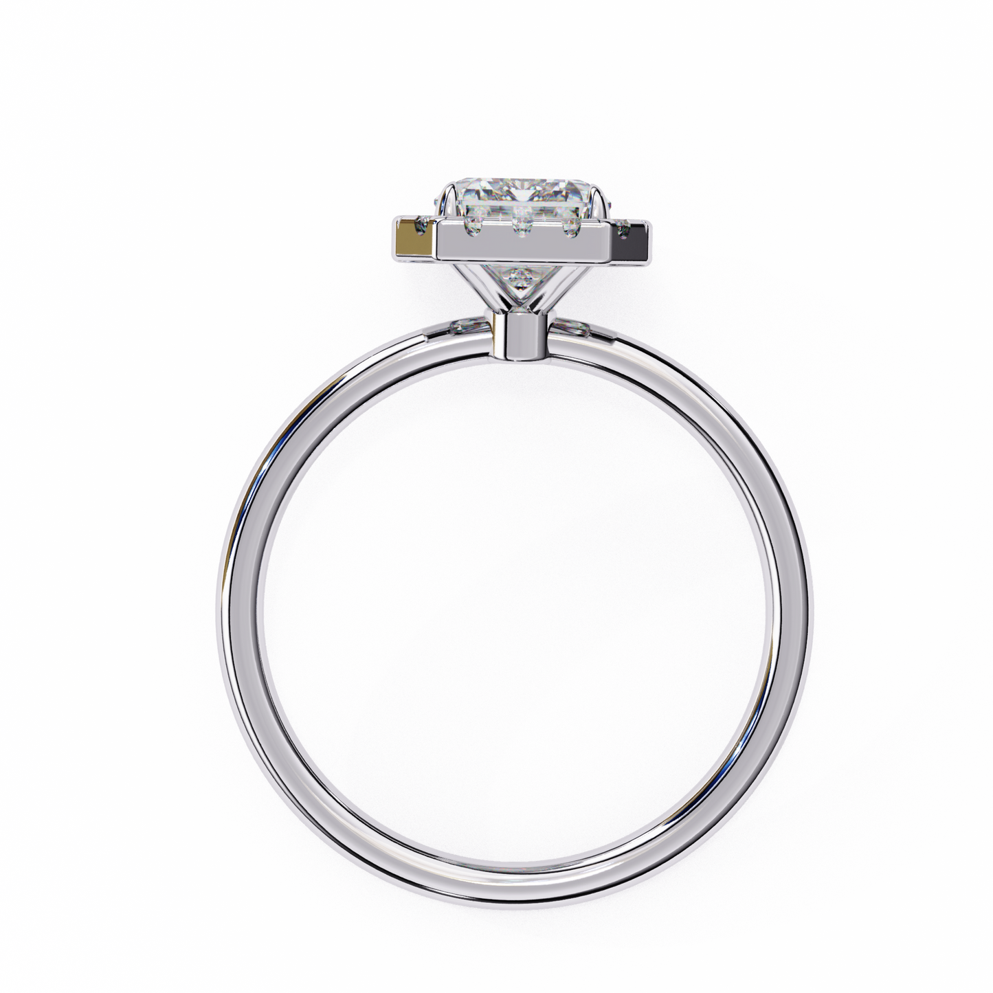 2.4 Ct Emerald Cut Lab Grown Diamond Halo White Gold Engagement Ring