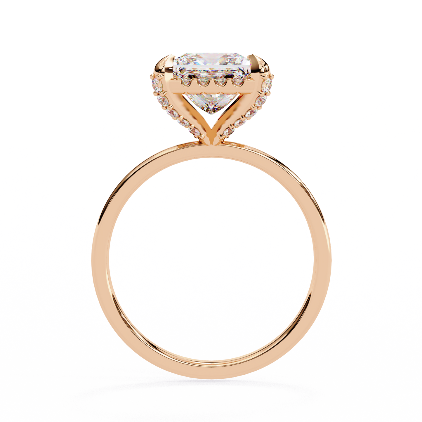 2.05 Ct Princess Cut Lab Grown Diamond Halo Rose Gold Engagement Ring