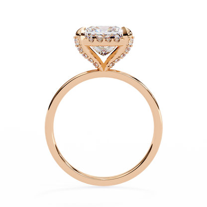 2.05 Ct Princess Cut Lab Grown Diamond Halo Rose Gold Engagement Ring