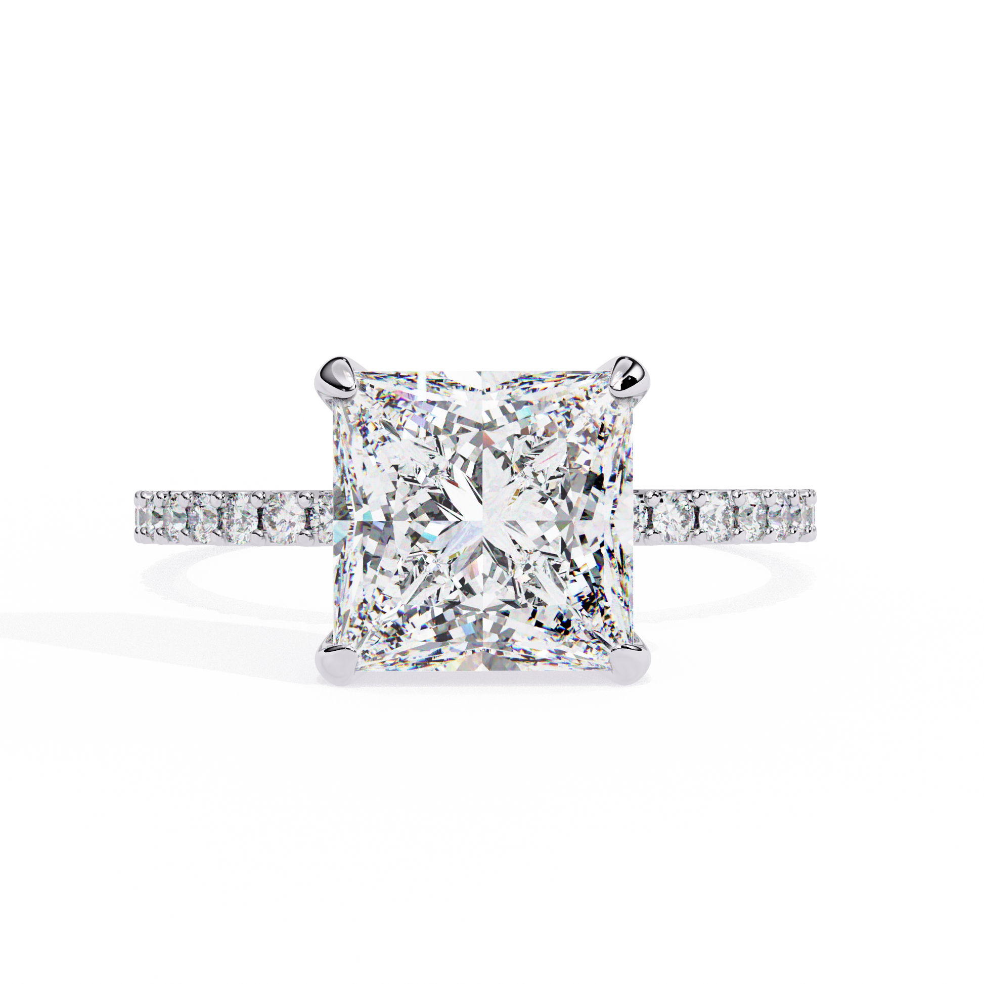 2.56 Ct Princess Cut Lab Grown Diamond Hidden Halo Pave Engagement Ring