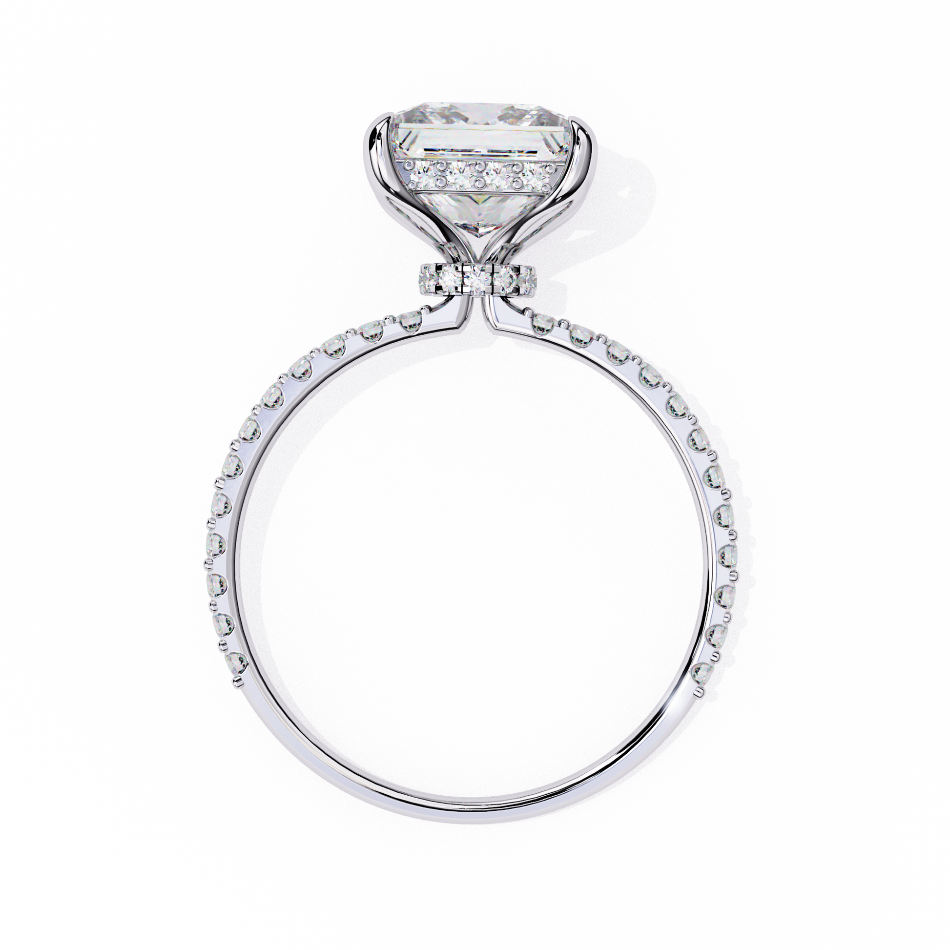 Ct Princess Cut Lab Grown Diamond Hidden Halo Pave Engagement Ring