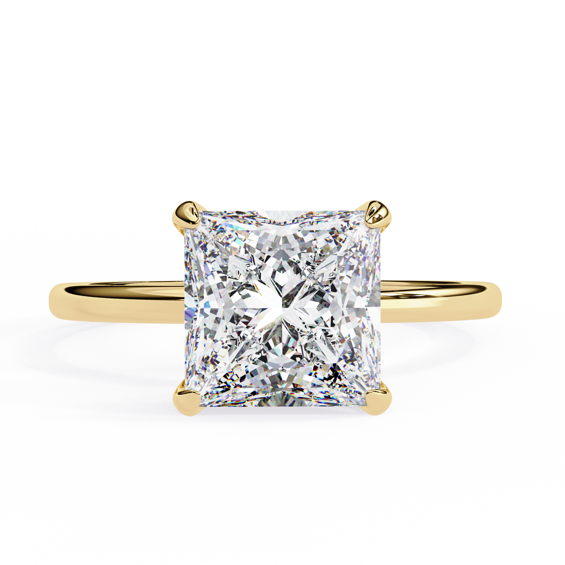 2.75 Ct Princess Cut Lab Grown Diamond Hidden Halo Gold Ring