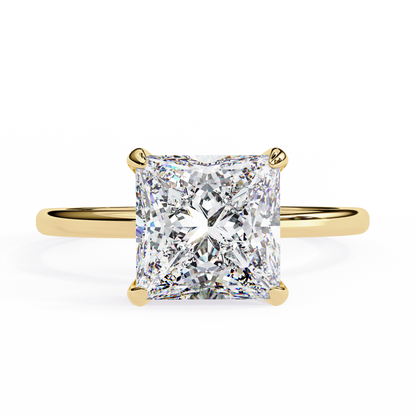 2.75 Ct Princess Cut Lab Grown Diamond Hidden Halo Gold Ring