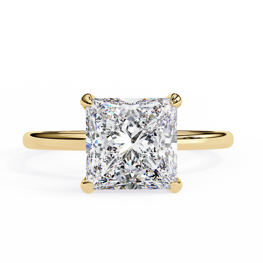 2.75 Ct Princess Cut Lab Grown Diamond Hidden Halo Gold Ring