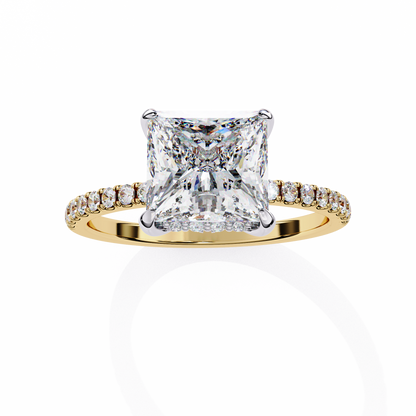 2.75 Ct Princess Cut Lab Grown Diamond Pave Rose Gold Engagement Ring