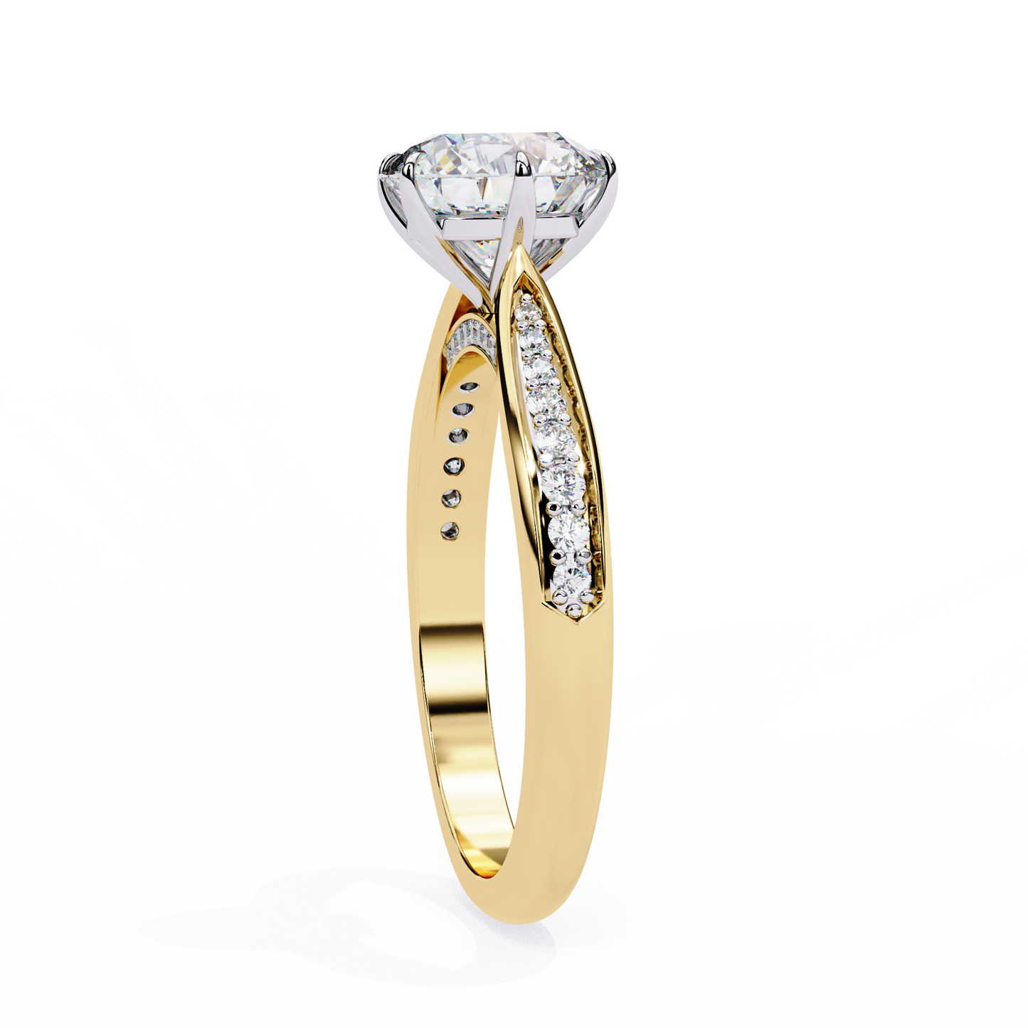 1.78 Ct Round Cut Lab Grown Diamond Pave Yellow Gold Engagement Ring