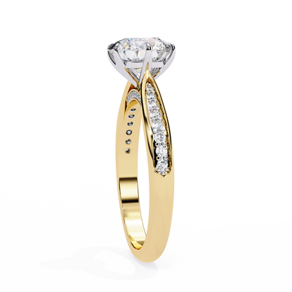 1.78 Ct Round Cut Lab Grown Diamond Pave Yellow Gold Engagement Ring