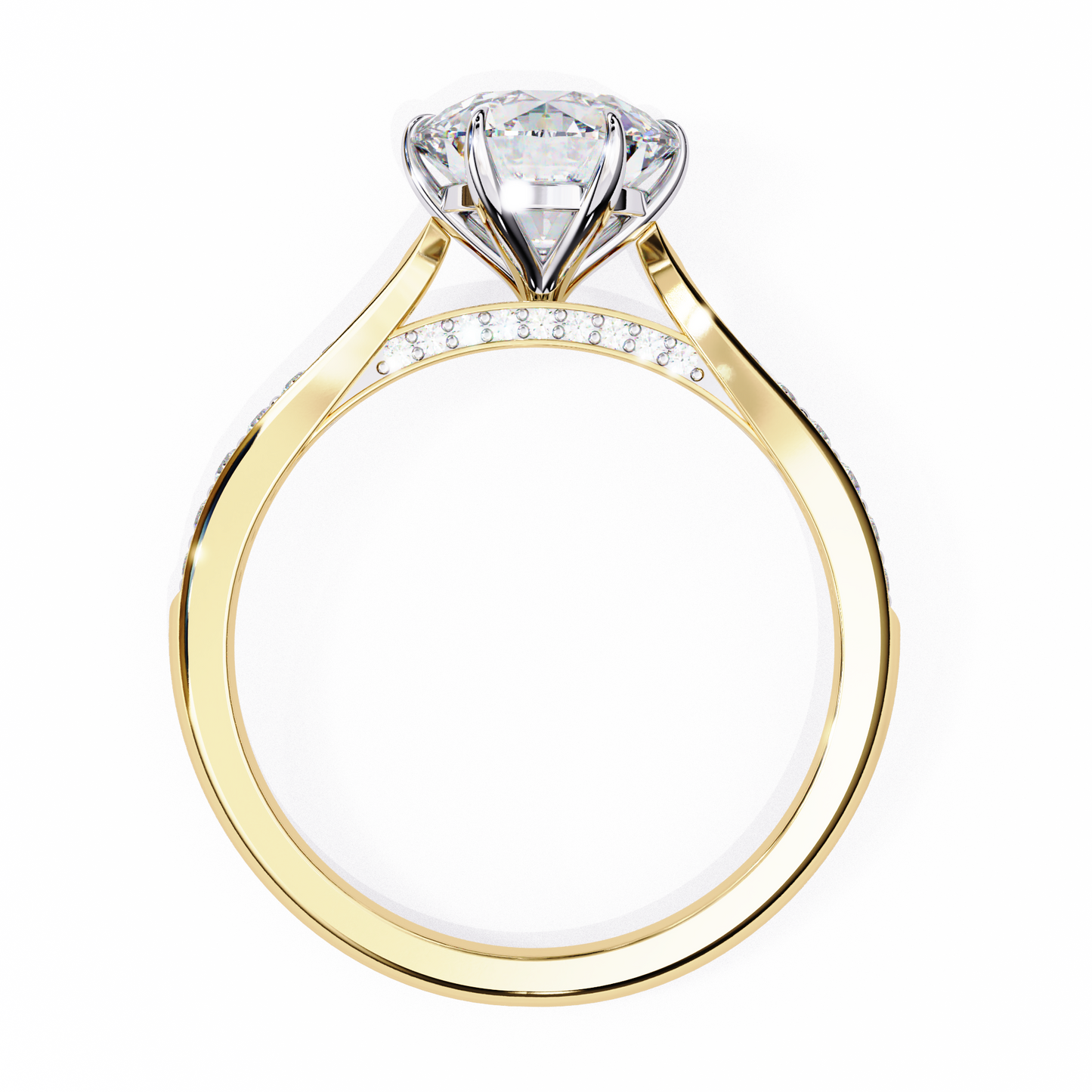 1.78 Ct Round Cut Lab Grown Diamond Pave Yellow Gold Engagement Ring