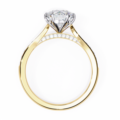 1.78 Ct Round Cut Lab Grown Diamond Pave Yellow Gold Engagement Ring