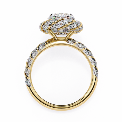 3.75 Ct Oval Cut Lab Grown Diamond Pave Gold Engagement Ring