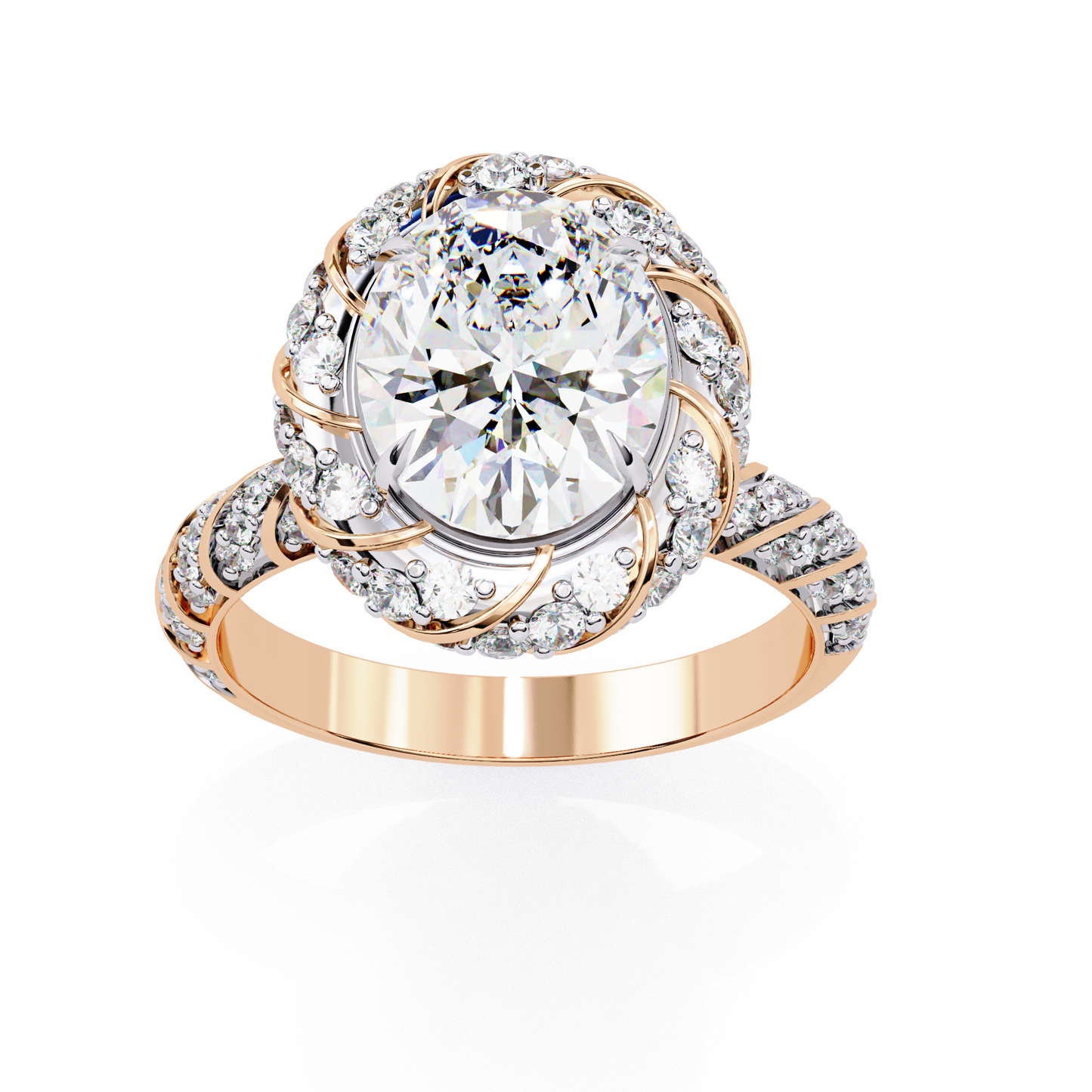 3.75 Ct Oval Cut Lab Grown Diamond Pave Gold Engagement Ring