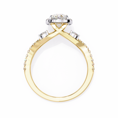 2.5 Ct Oval Cut Lab Grown Diamond Halo Gold Ring