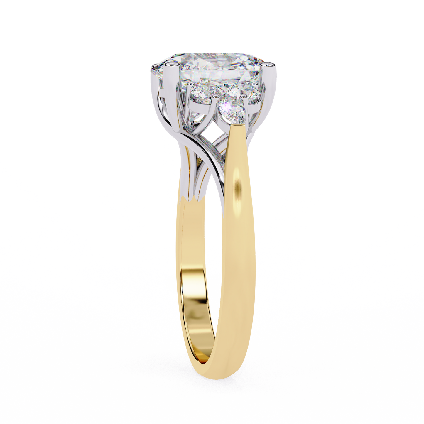 3.5 Ct Oval Cut Lab Grown Diamond Cluster Gold Ring