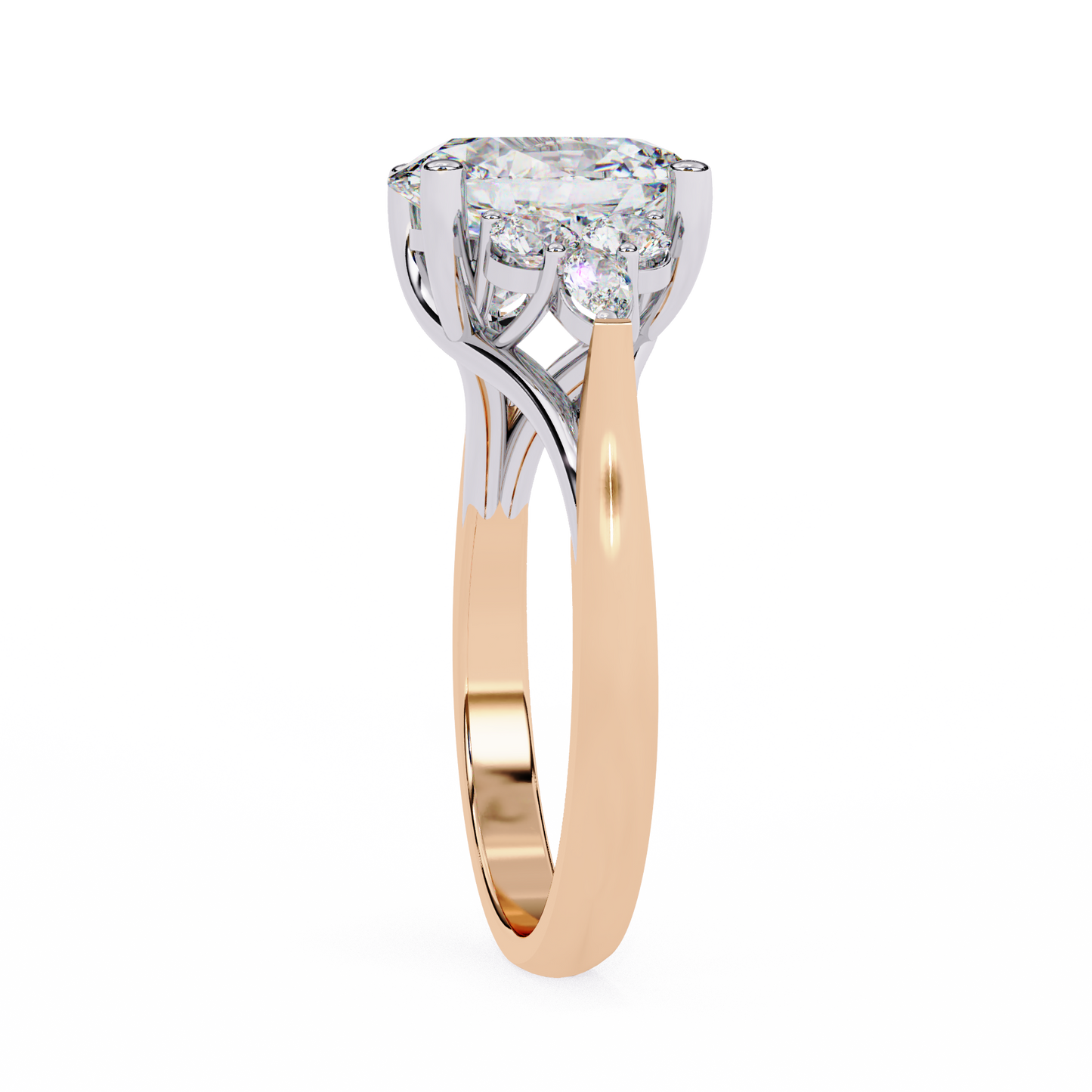 3.5 Ct Oval Cut Lab Grown Diamond Cluster Gold Ring